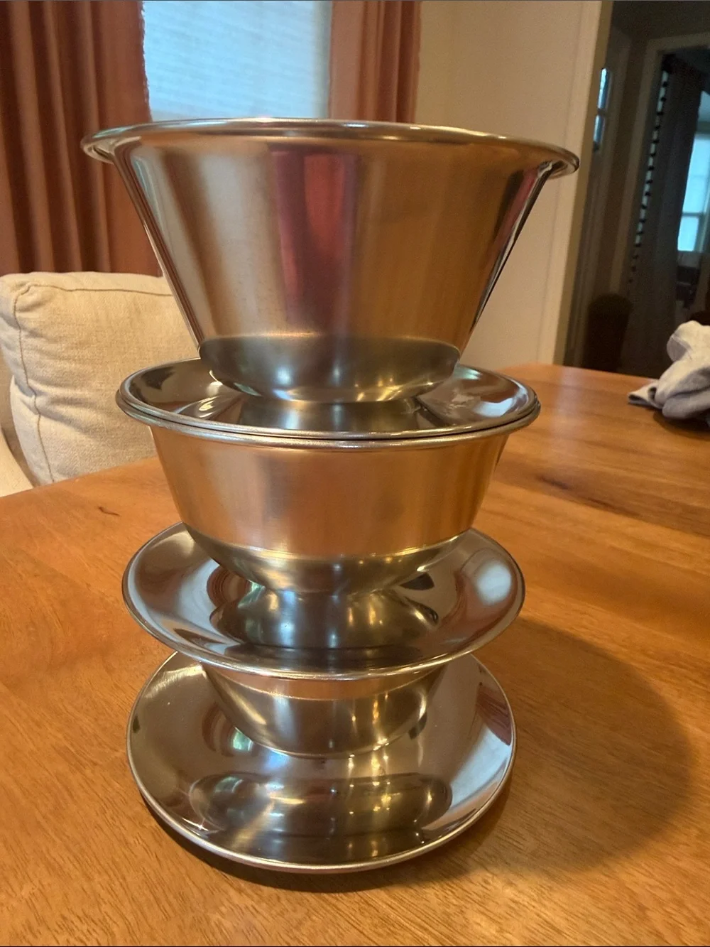 Silver Stainless Steel Shrimp Cocktail or Dessert Bowls with Saucers - Set of 3